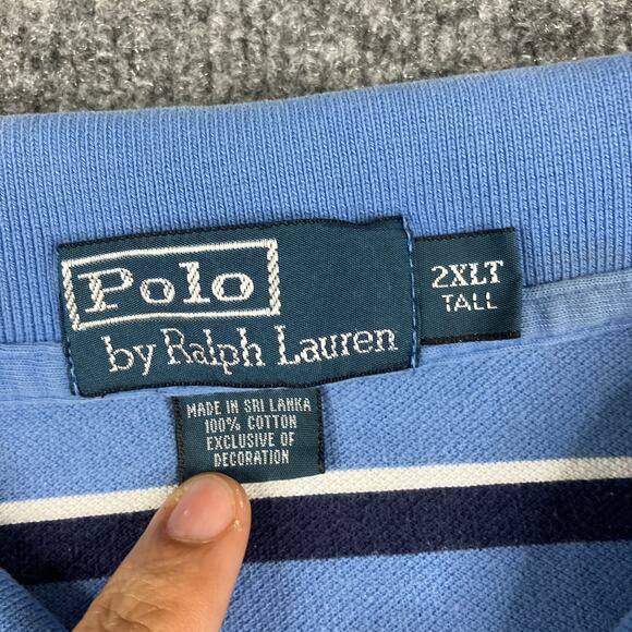 Polo Ralph Lauren Polo Mens Size 2XLT Blue Striped Short Sleeve Classic Fit - Picture 3 of 8